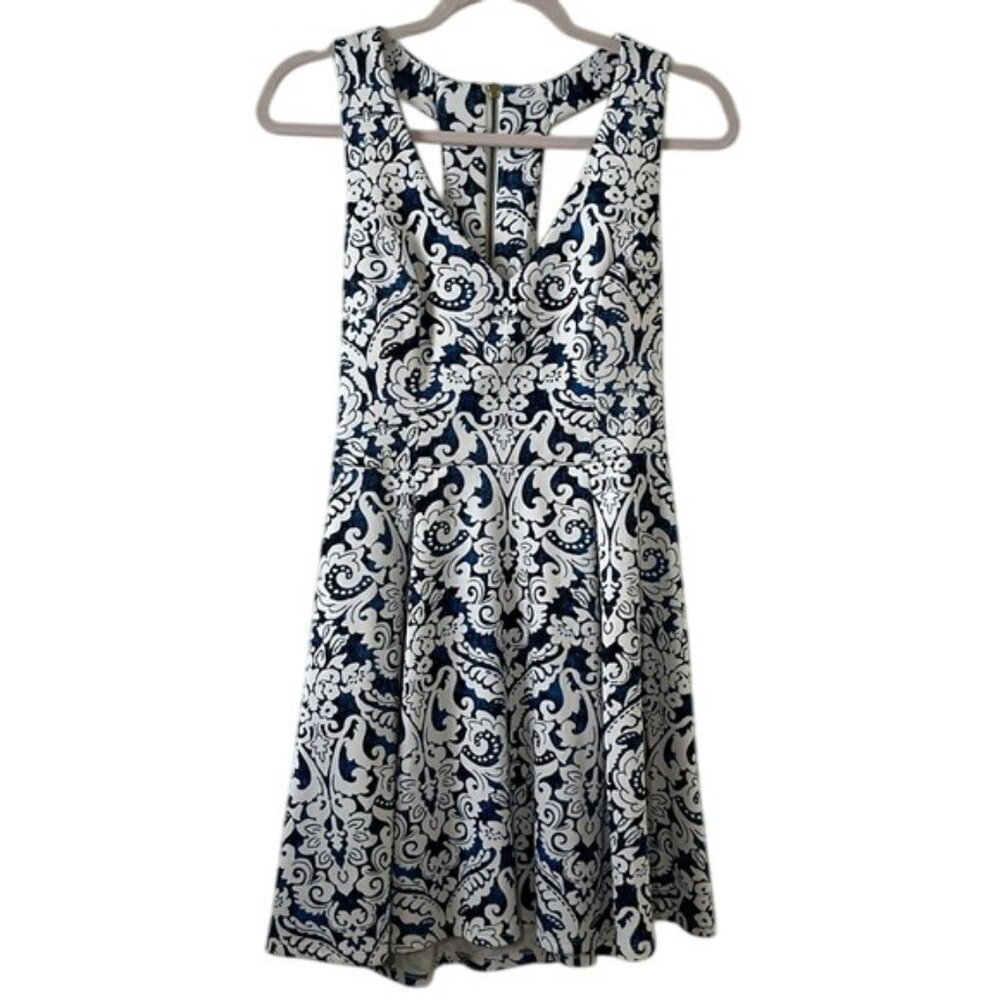 B. Darlin Women's Sleeveless Halter ALine Dress Size‎ 11/12 Blue & White